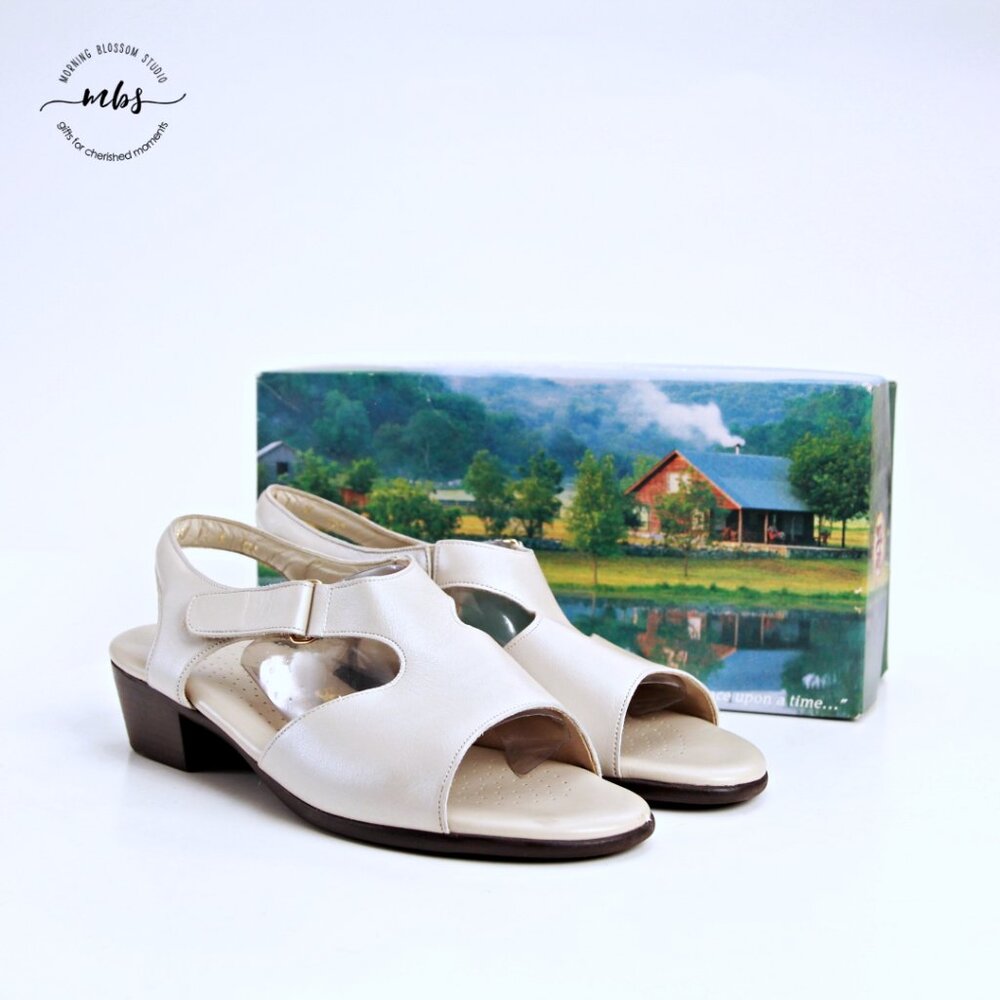 SAS Suntimer Heeled Sandal‎ Sunburst White Black Women 11 W